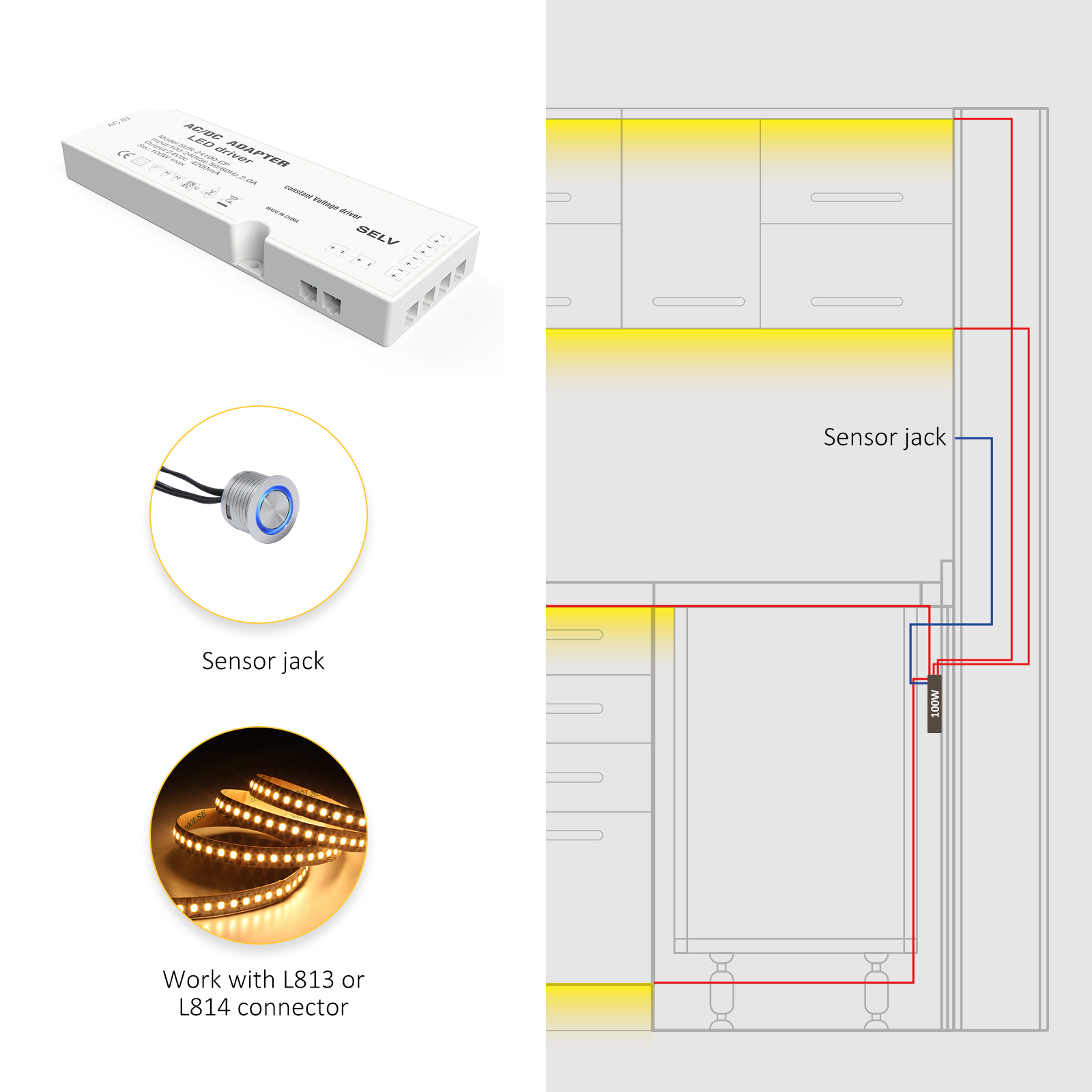 24V LED Cabinet Light Power Supply SUR-24100-CP