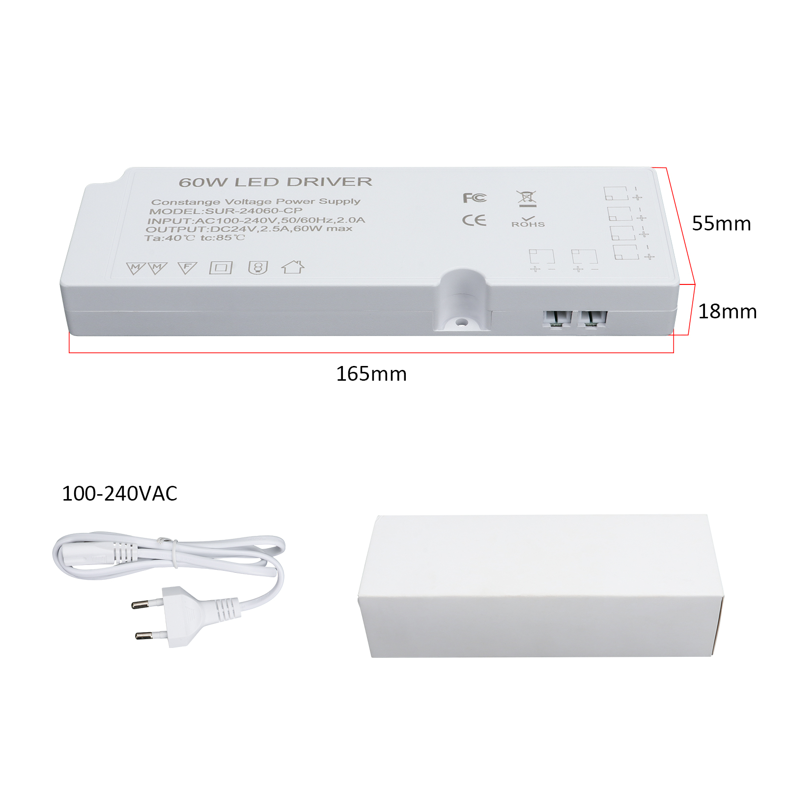 24V LED Cabinet Light Power Supply SUR-24060-CP